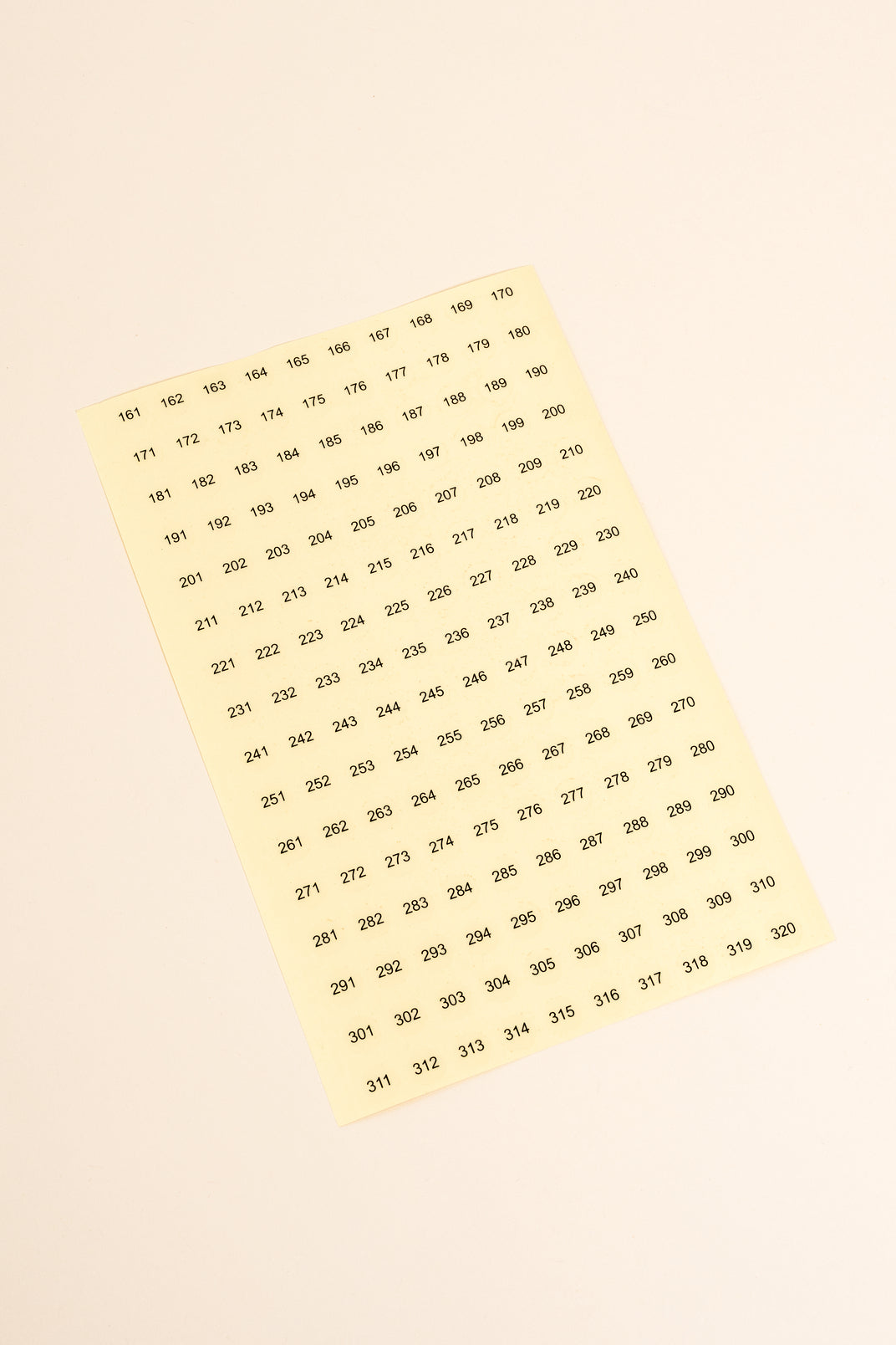 Nummer stickers 161-320